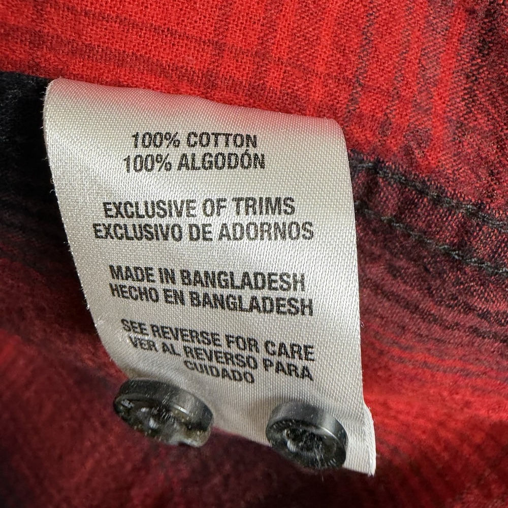 Vintage Woolrich Flannel Shirt Men's Large Red Black Plaid Work Pockets Cotton - Picture 7 of 8